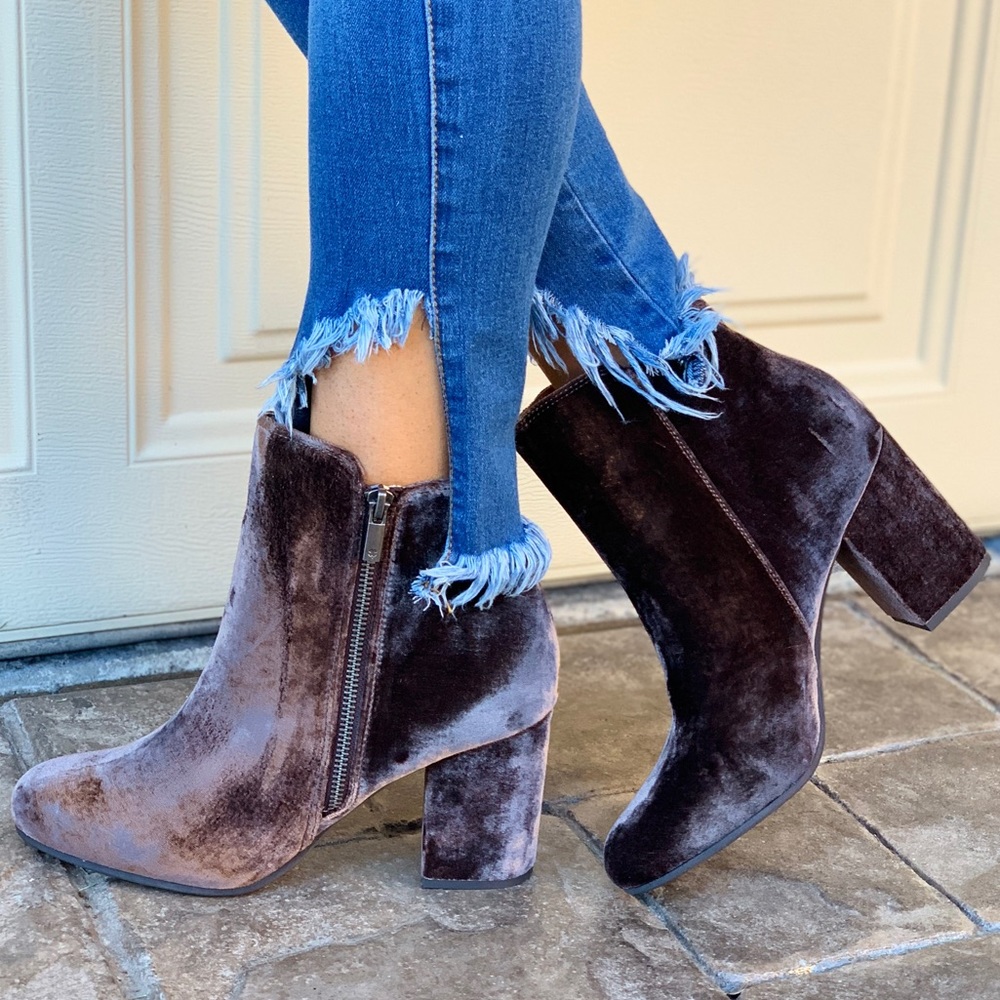 Decadent Velvet Chocolate Block Heel Boot - Picture 2 of 8